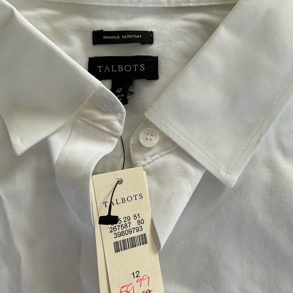 Talbots Elegant White Button-Down Blouse NWT - image 2